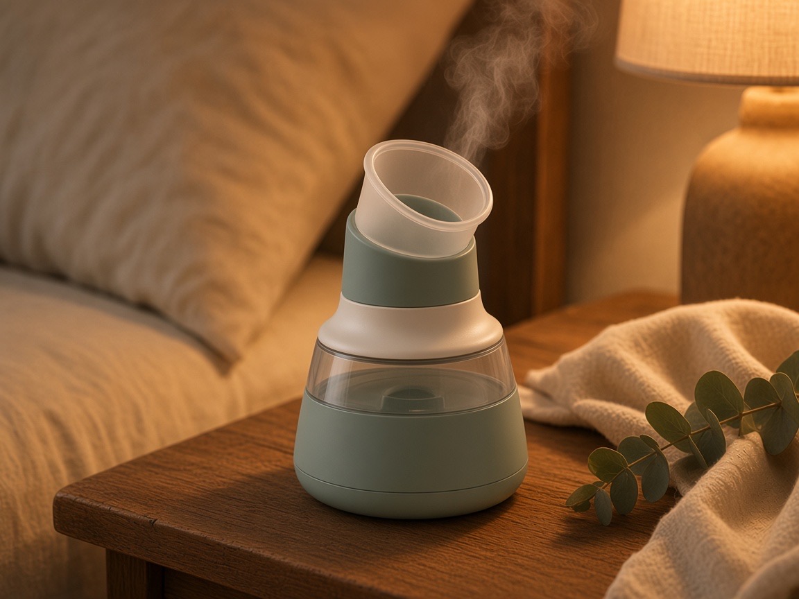 Inhalador de vapor de cerámica encendido por la noche